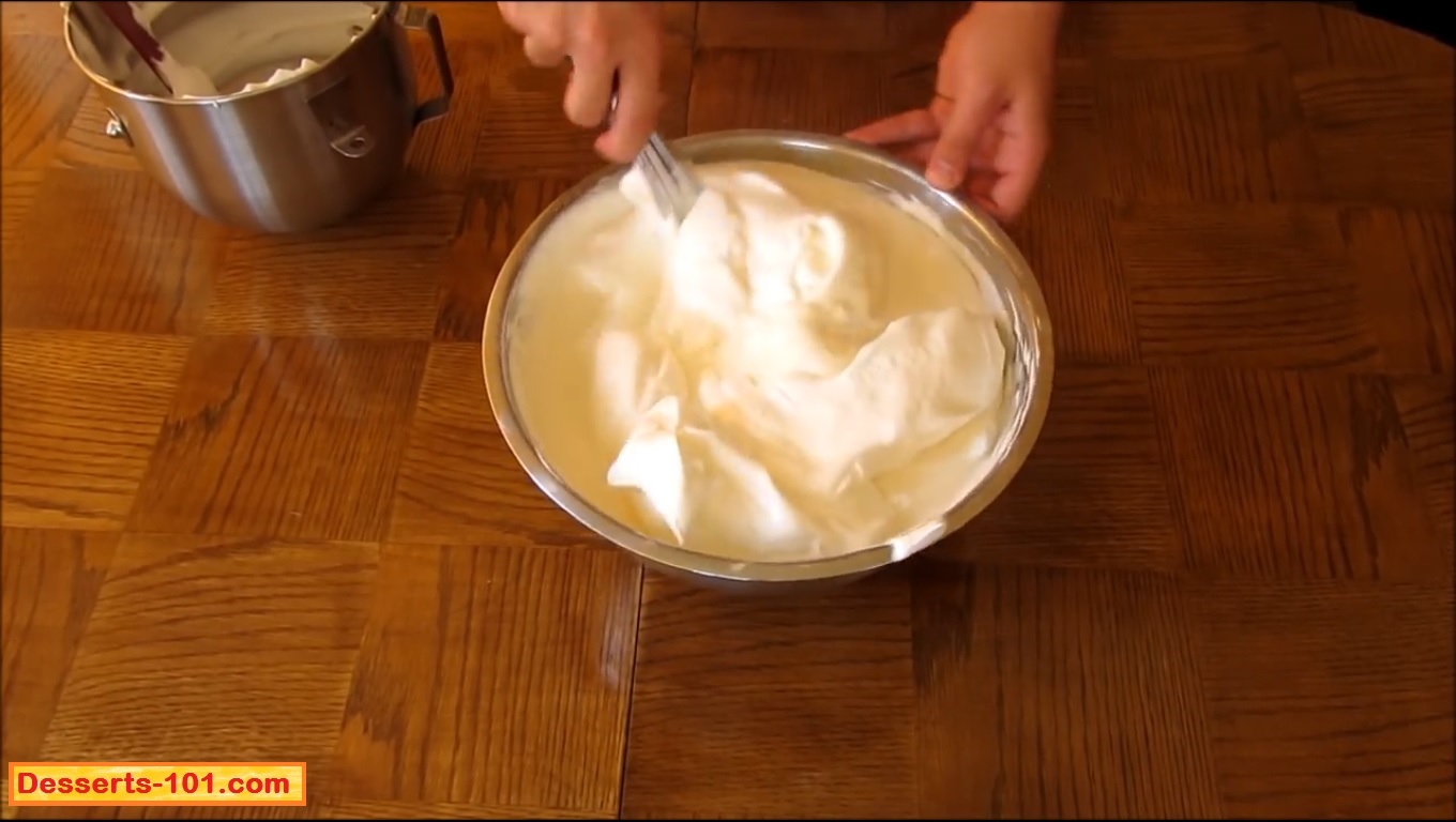Gently fold in the egg white mixture taking care not to deflate the egg whites.